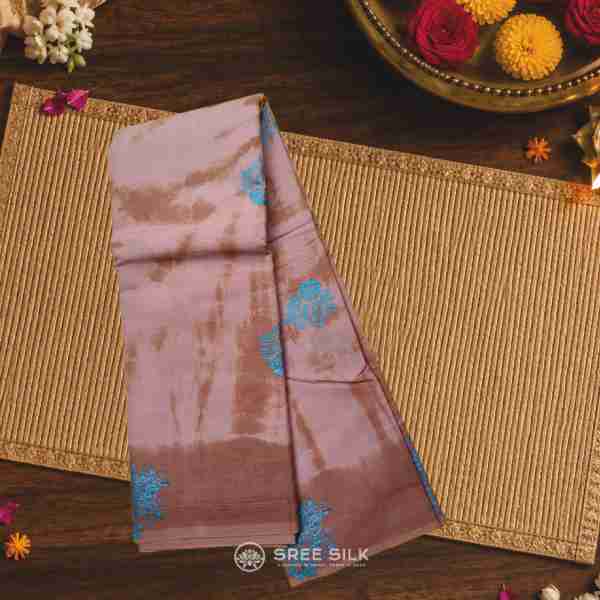 Mysore Silk Handwoven Fancy Saree in Pink with Gold Zari Motifs - Sree Silk Premium Collection